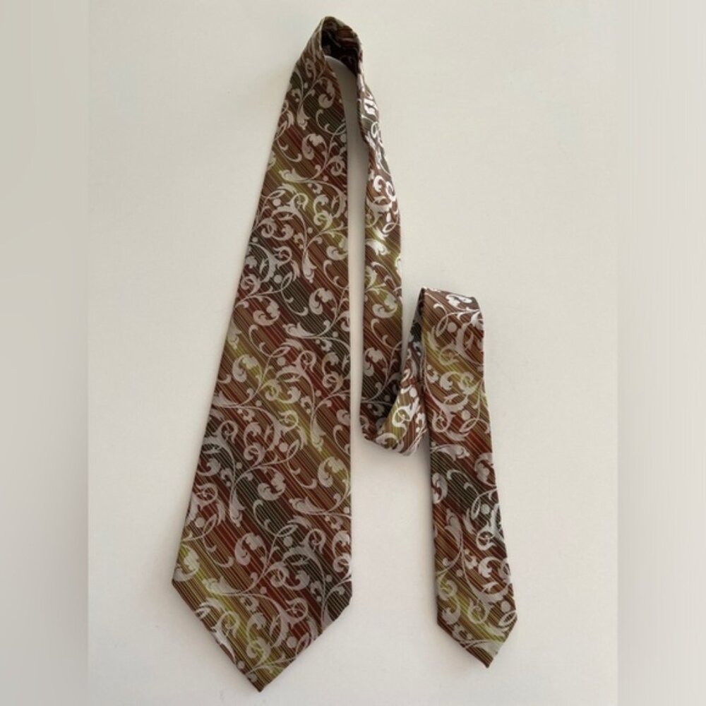 LOUIS FERAUD Paris Vintage Kipper Tie Pattern Thin Ombre Diagonal Stripe 70 s